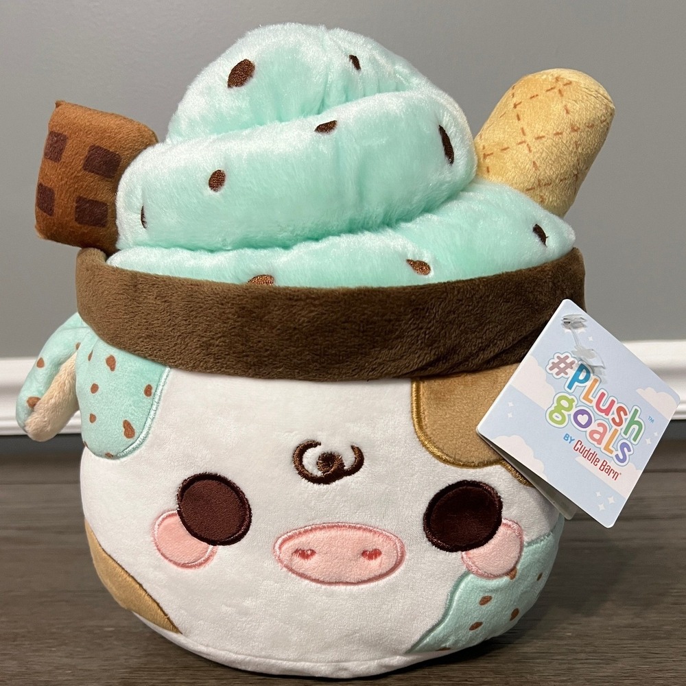 Cuddle‎ Barn Plush Goals Mint Chocolate Chip Cow Ice Cream Stuffed Animal